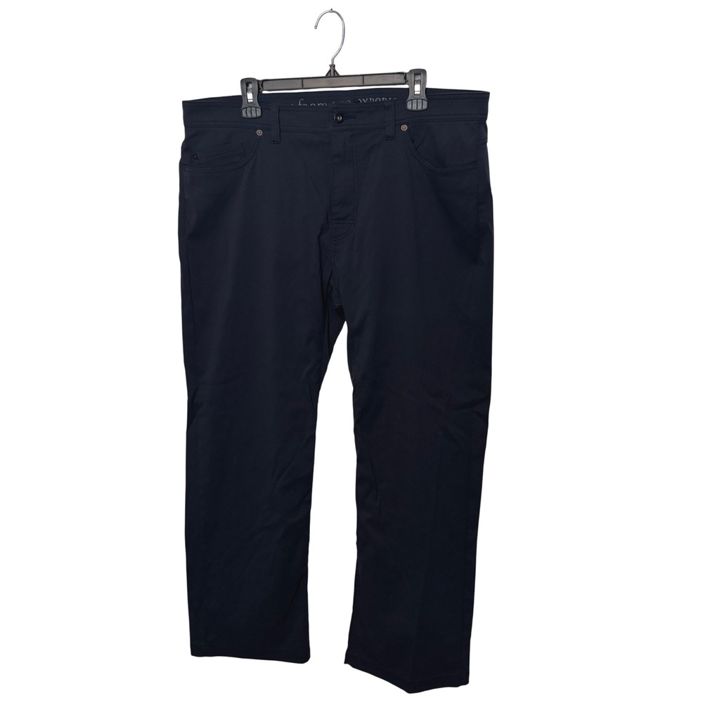 Prana Brion Pants Mens 38x30 Blue Nylon Stretch Hiking Outdoor Travel Slim Fit